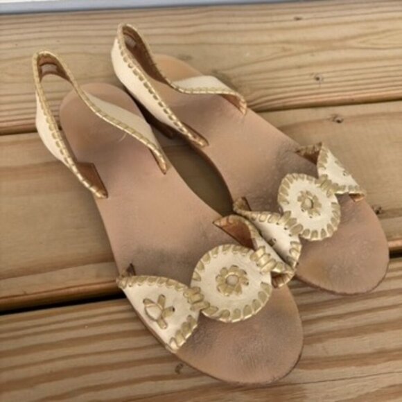 Jack rogers gold tan leather sandals Size 9 - Picture 1 of 7